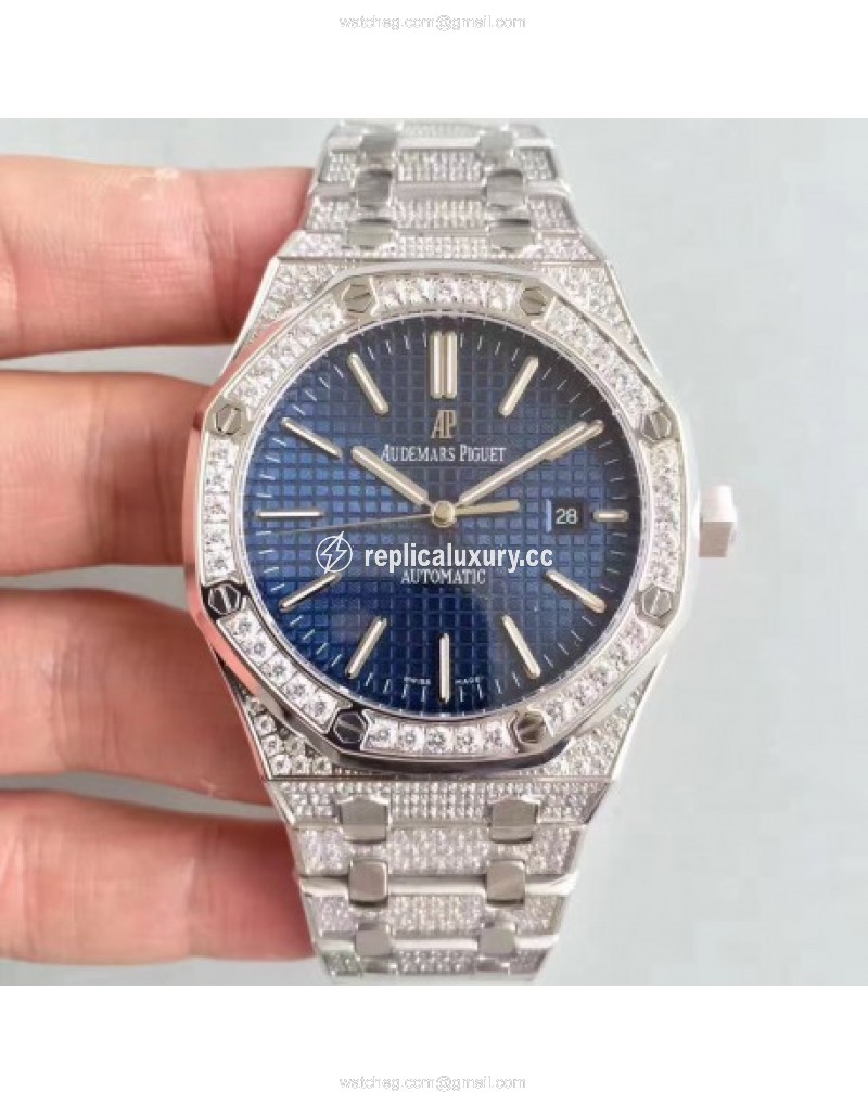 Audemars Piguet Royal Oak 15400 Noob Stainless Steel & Diamond Blue 