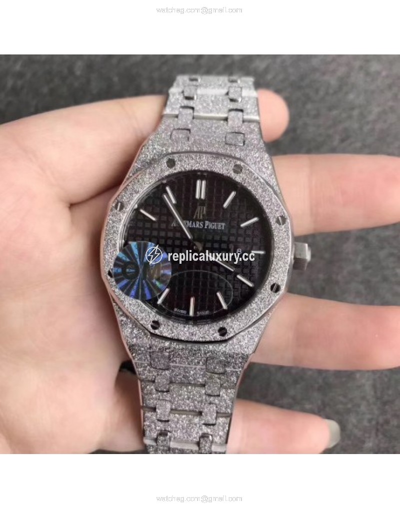 Audemars Piguet Royal Oak Frosted Gold Quartz 33MM 67653 OM Stainless Steel Black 