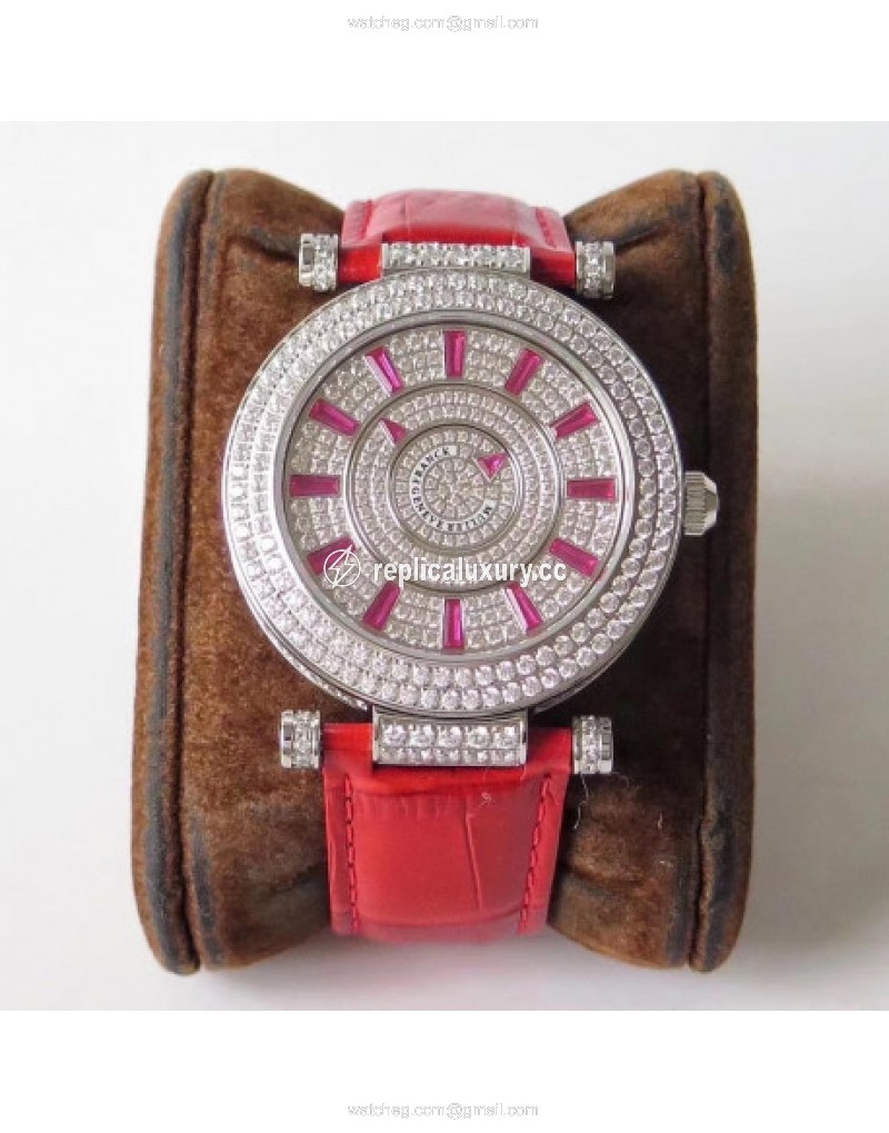 Franck Muller Round Double Mystery Baguette Cut Diamond 42 DM D 2R CD GS Stainless Steel & Diamonds Diamond 