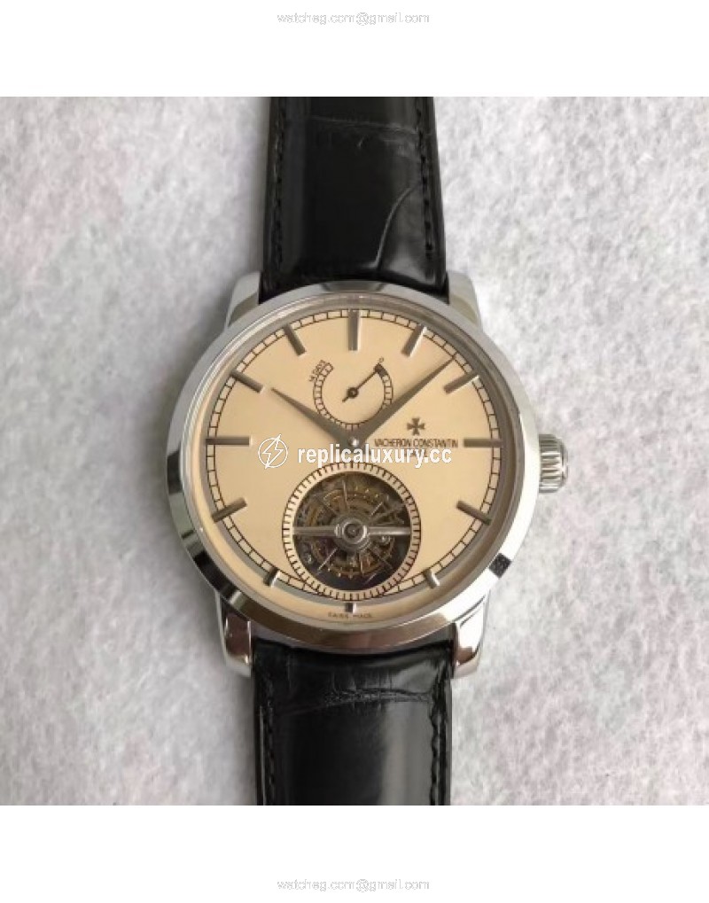 Vacheron Constantin Patrimony Traditionnelle 14-Day Tourbillon 89600 TF Stainless Steel Beige