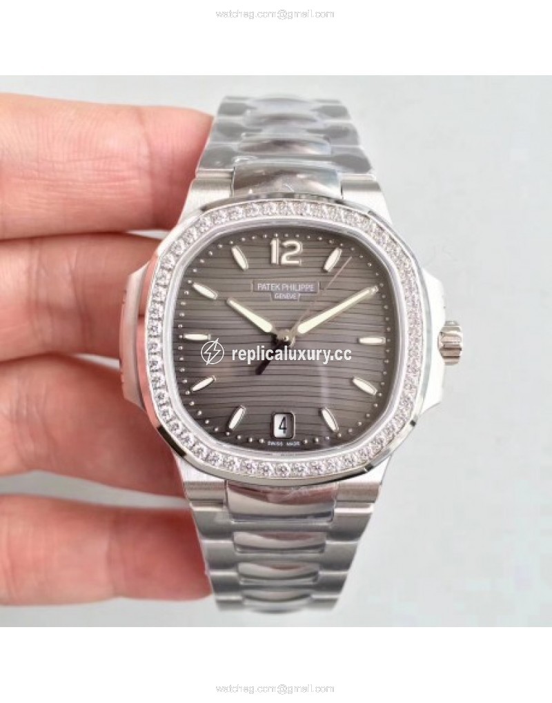Patek Philippe Nautilus Ladies 7018/1A-011 PF Stainless Steel & Diamonds Anthracite 