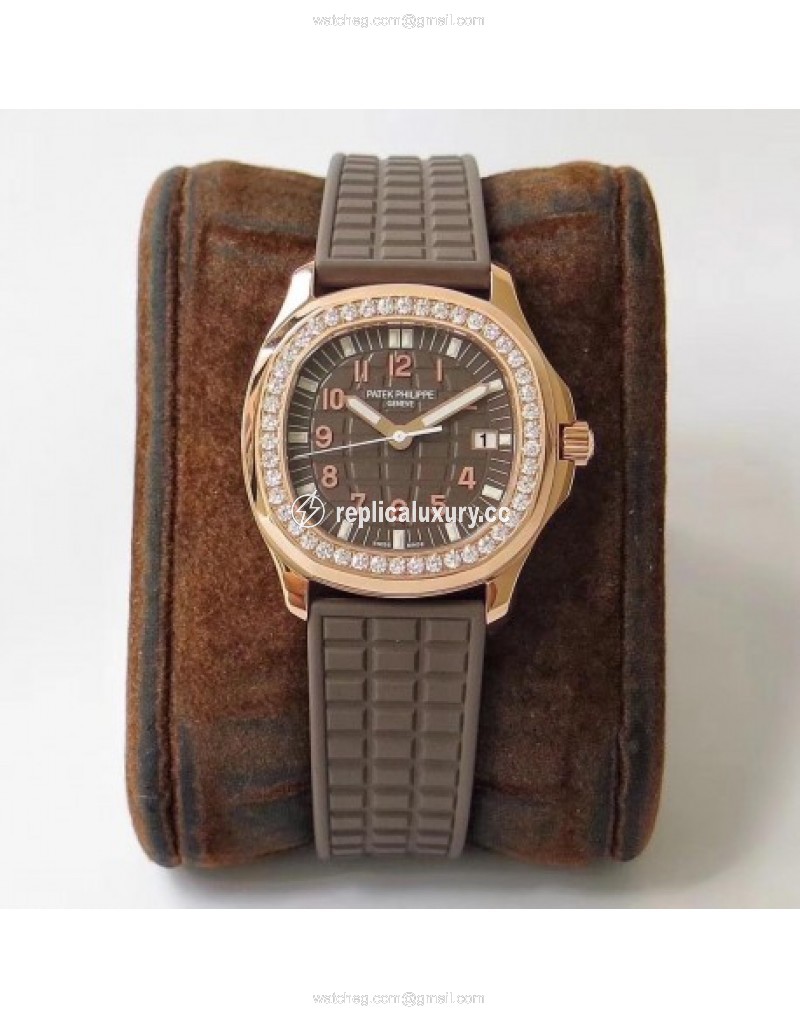 Patek Philippe Aquanaut Luce Ladies 5067A PP Rose Gold & Diamonds Chocolate 