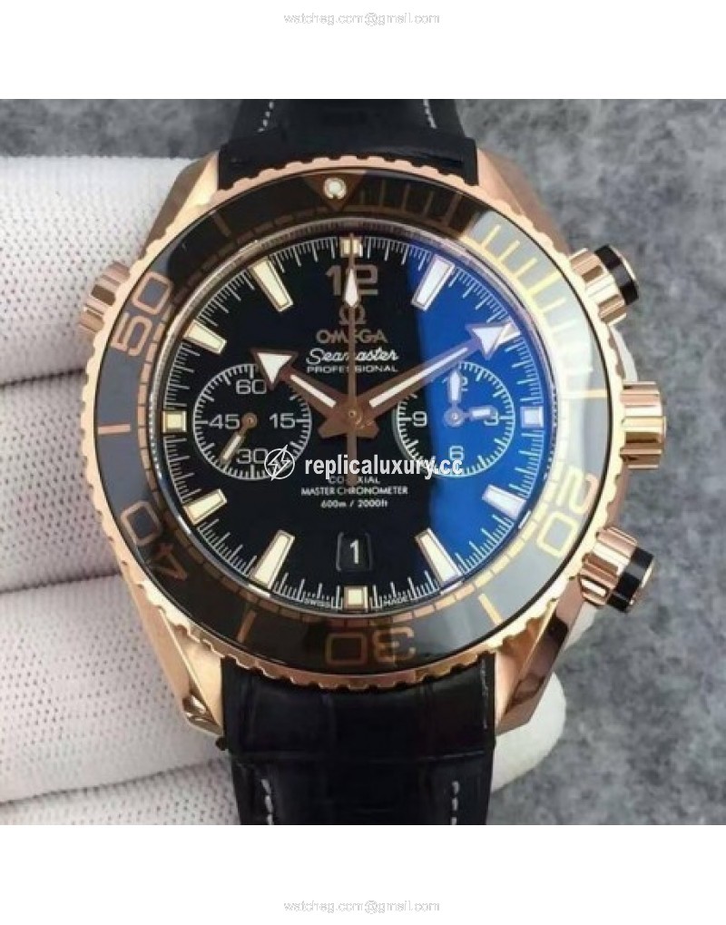 Omega Seamaster Planet Ocean 600M Chronograph Rose Gold Black 