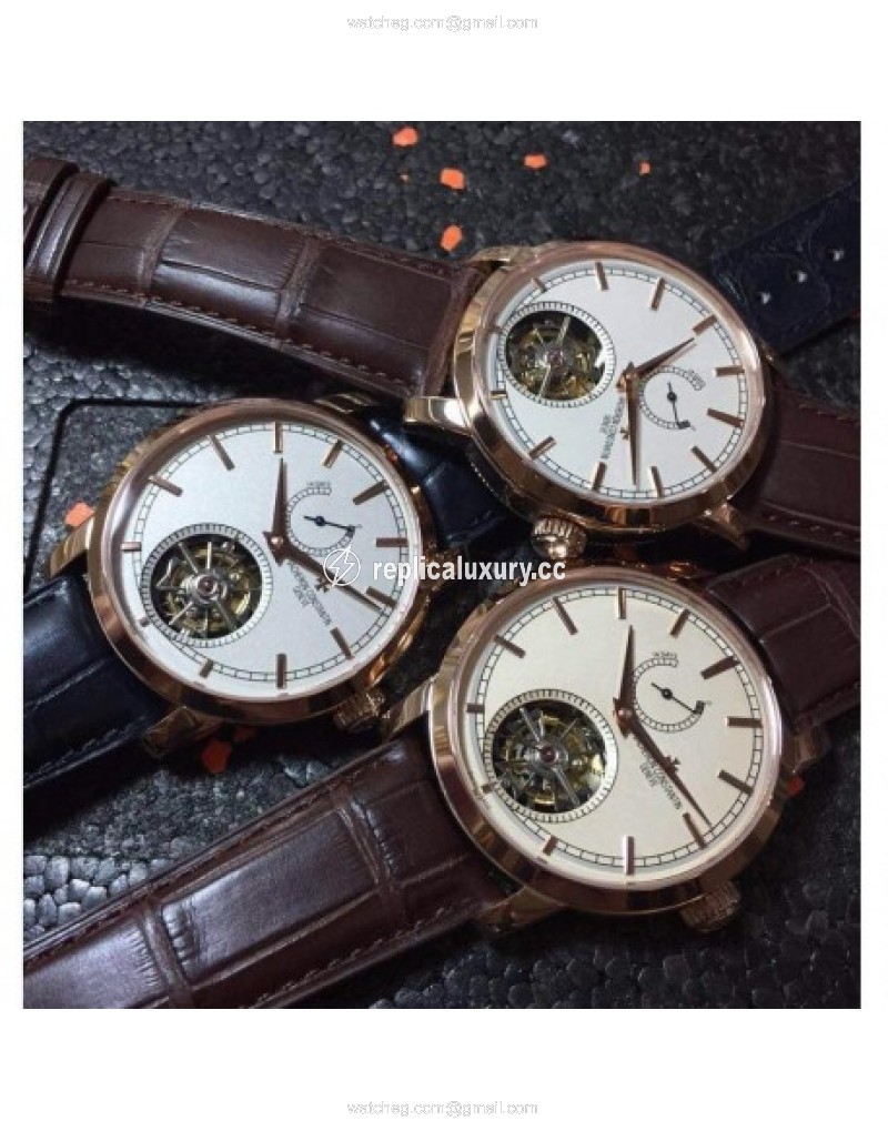 Vacheron Constantin Patrimony Tourbillon Rose Gold White 
