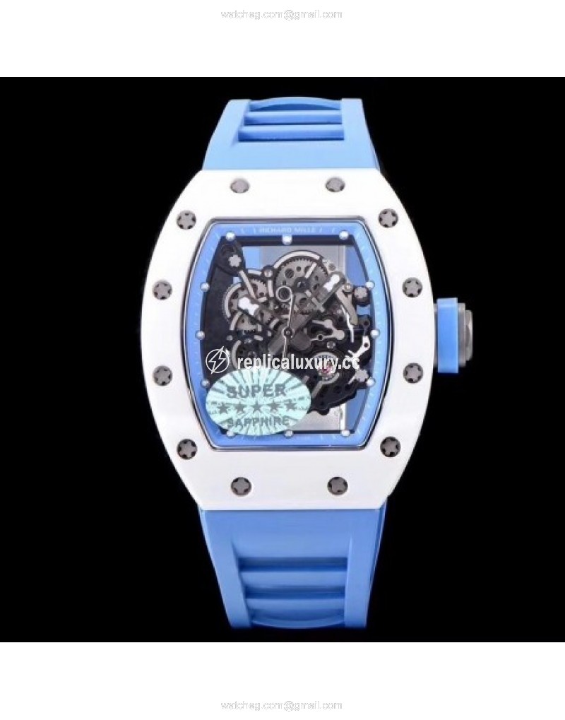 Richard Mille RM055 KV V2 White Ceramic Blue Skeleton 