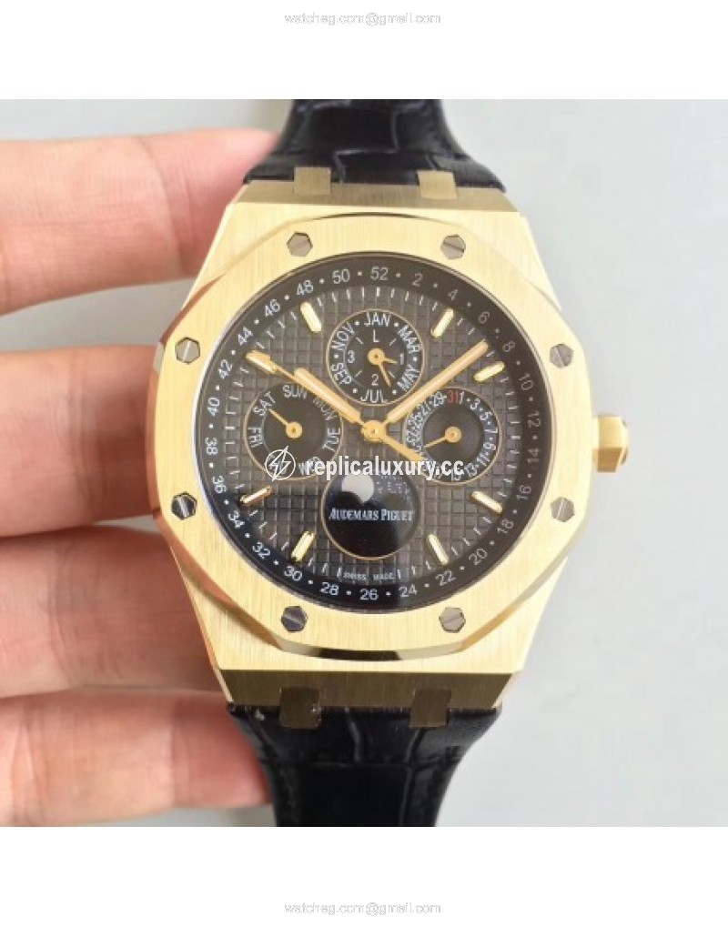 Audemars Piguet Royal Oak Perpetual Calendar 41MM 26574BA.OO.1220BA.01 BF Yellow Gold Black 