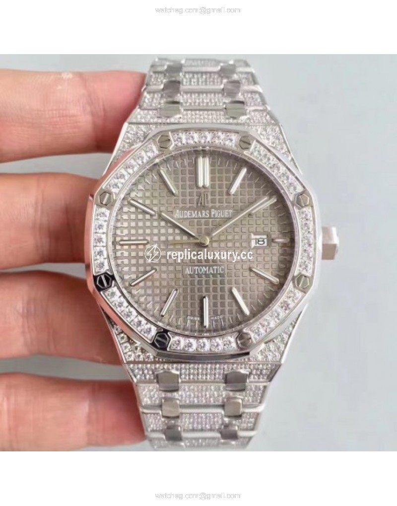 Audemars Piguet Royal Oak 15400 Noob Stainless Steel & Diamond Grey 