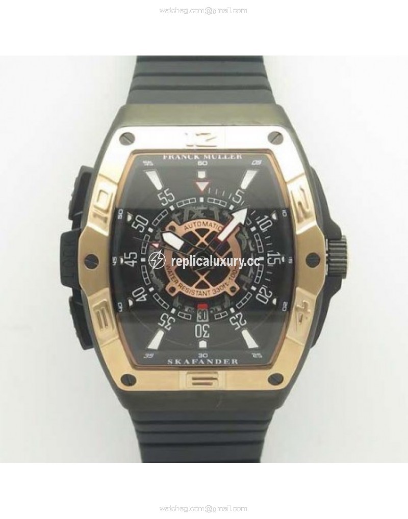Franck Muller Skafander SKF 46 DV SC DT Noob Ceramic & Rose Gold Black Skeleton 