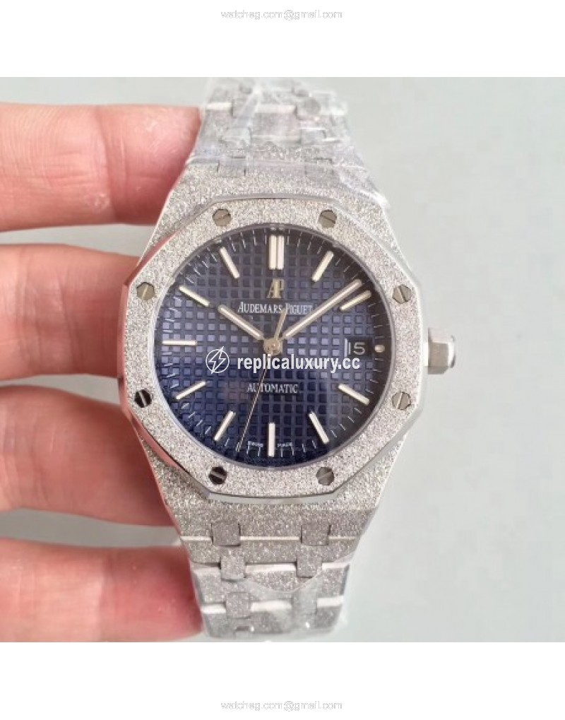 Audemars Piguet Royal Oak Frosted Gold 37MM 15454 JH Stainless Steel Blue 