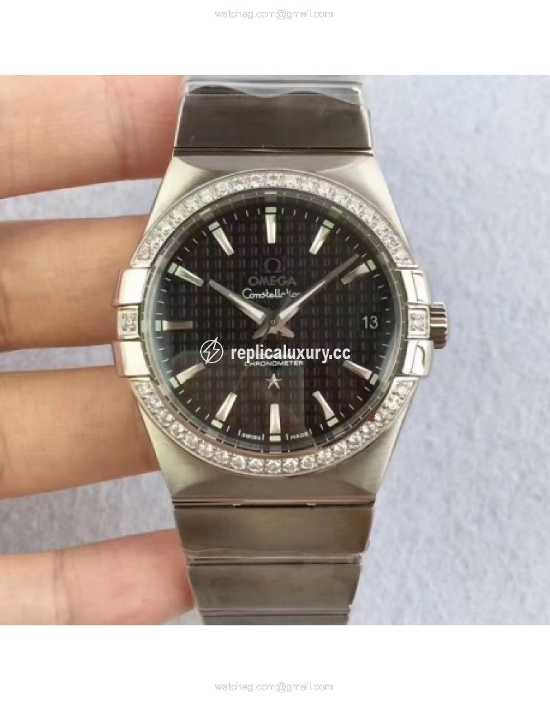 Omega Constellation 123.55.38.20.99.001 38MM SSS Stainless Steel & Diamonds Black 