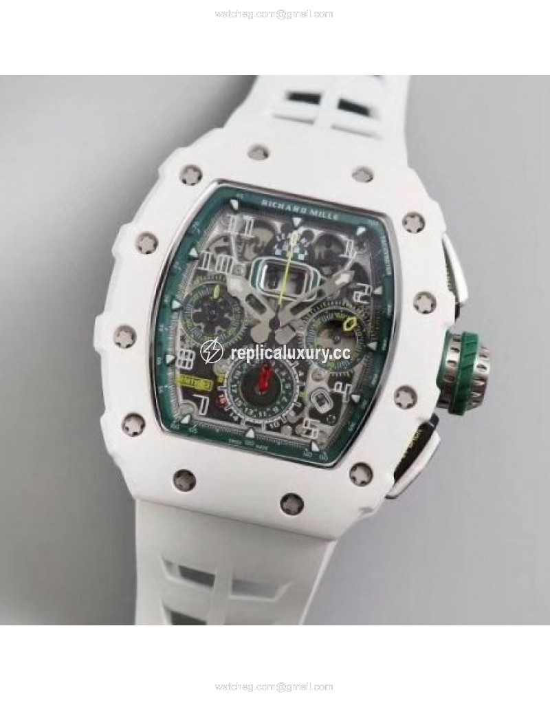 Richard Mille RM011-FM KV White Ceramic Green Skeleton 