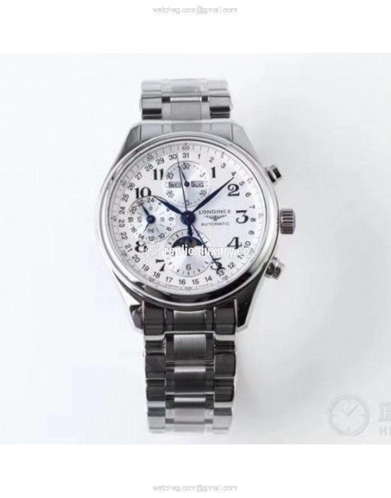Longines Master Collection Moonphase Chronograph L2.673.4.78.6 JF Stainless Steel White 