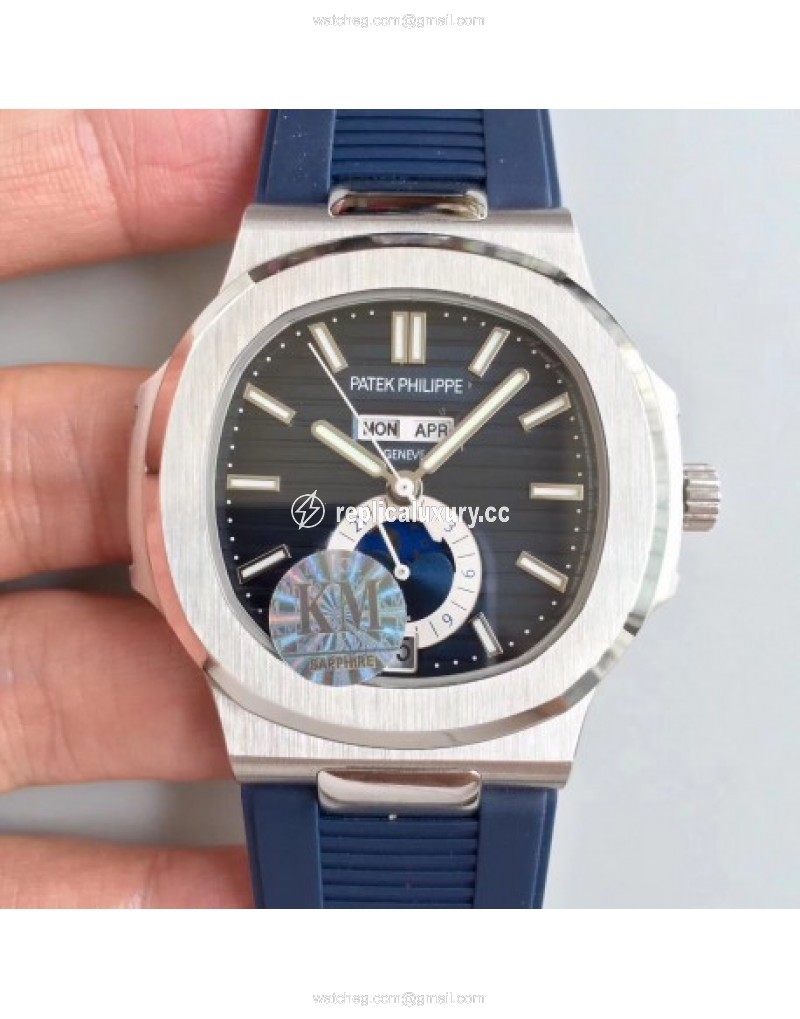 Patek Philippe Nautilus Annual Calendar Moonphase 5726A KM V2 Stainless Steel Blue 