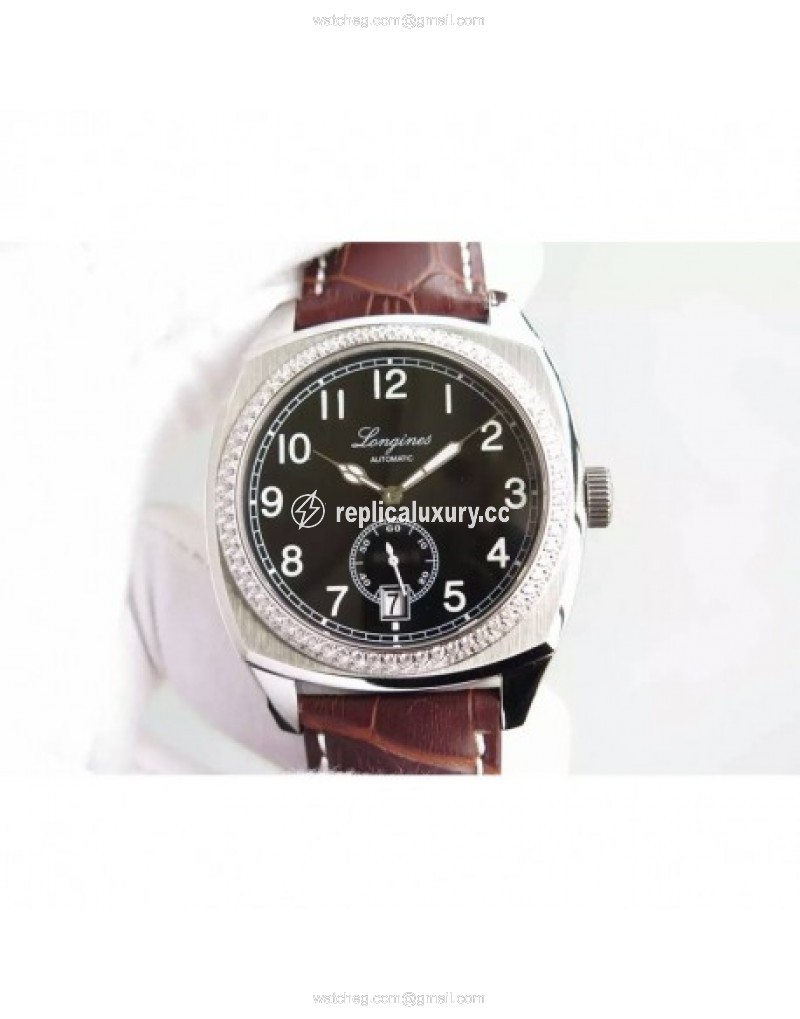 Longines Heritage 1935 Stainless Steel & Diamonds Black 