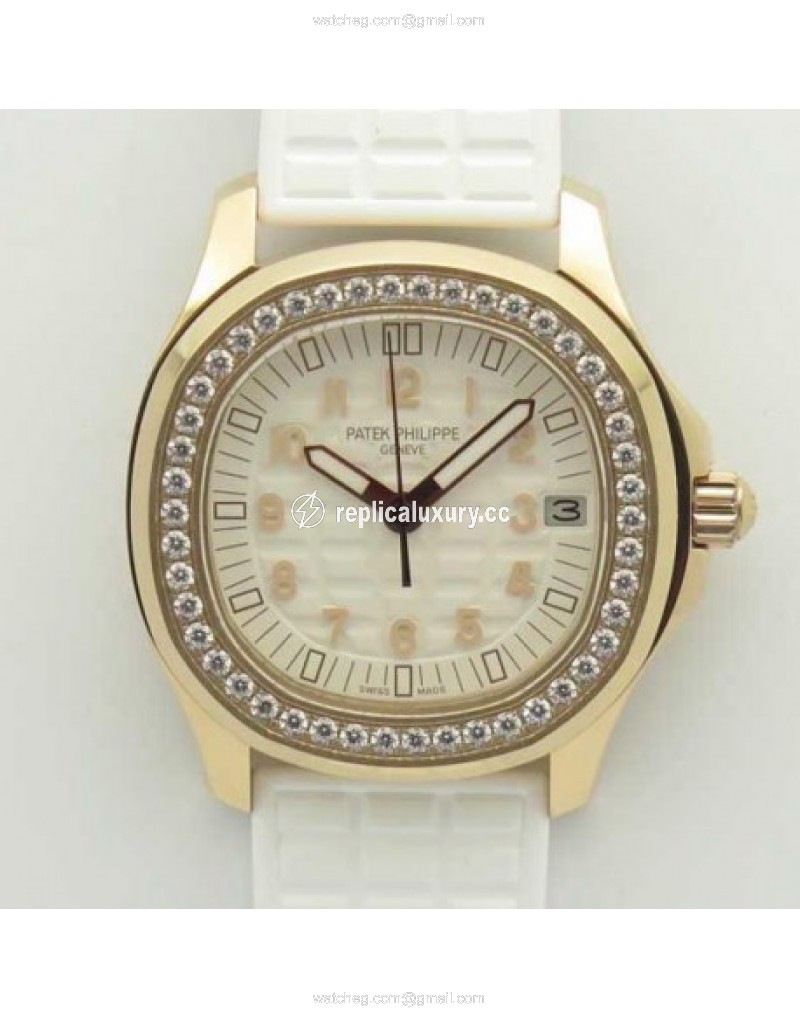 Patek Philippe Aquanaut Luce Ladies 5068R-010 TW Rose Gold & Diamonds White 