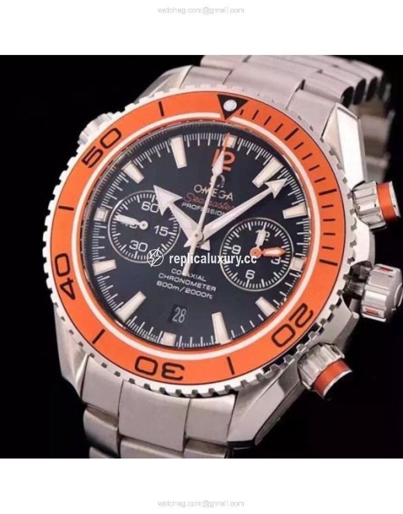 Omega Seamaster Planet Ocean Chronograph 45MM Stainless Steel Black 