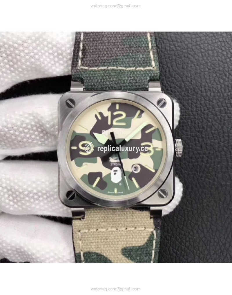 Bell & Ross BR 03-92 Steel Bape Noob V3 Stainless Steel Camouflage Apes 