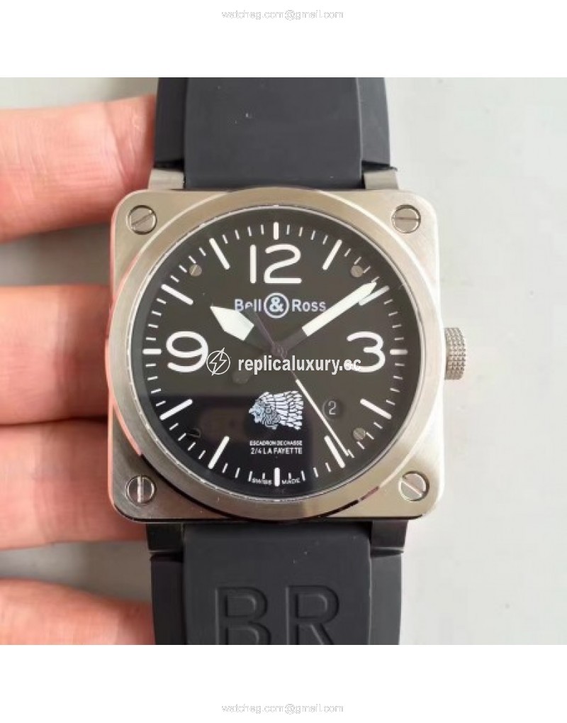 Bell & Ross Aviation Military Type BR 03-92 Escadron De Chasse 2/4 La Fayette ZF Stainless Steel Black 