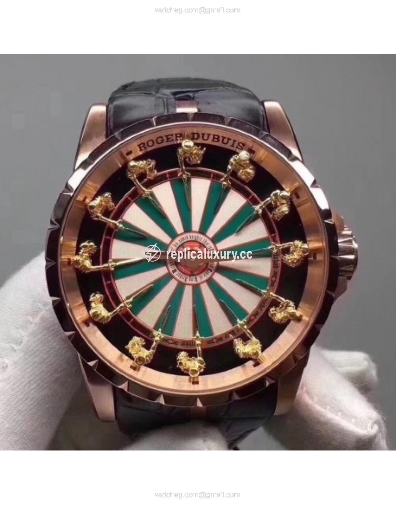 Roger Dubuis Excalibur Knights Of The Round Table Limited Edition RDDBEX0398 Noob Rose Gold Green & White 
