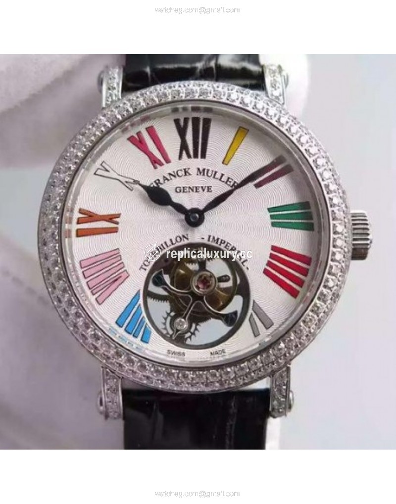 Franck Muller Color Dreams Tourbillon Imperial Stainless Steel & Diamonds White Roman Numbers 