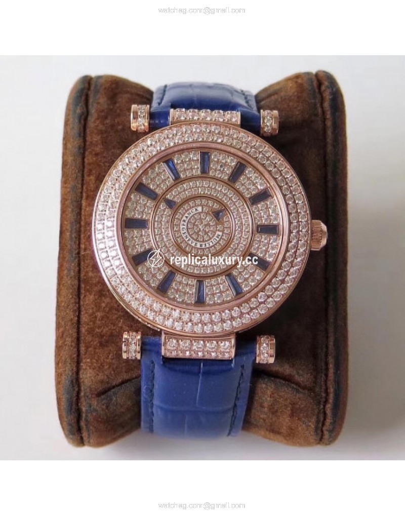 Franck Muller Round Double Mystery Baguette Cut Diamond 42 DM D 2R CD GS Rose Gold & Diamonds Diamond 