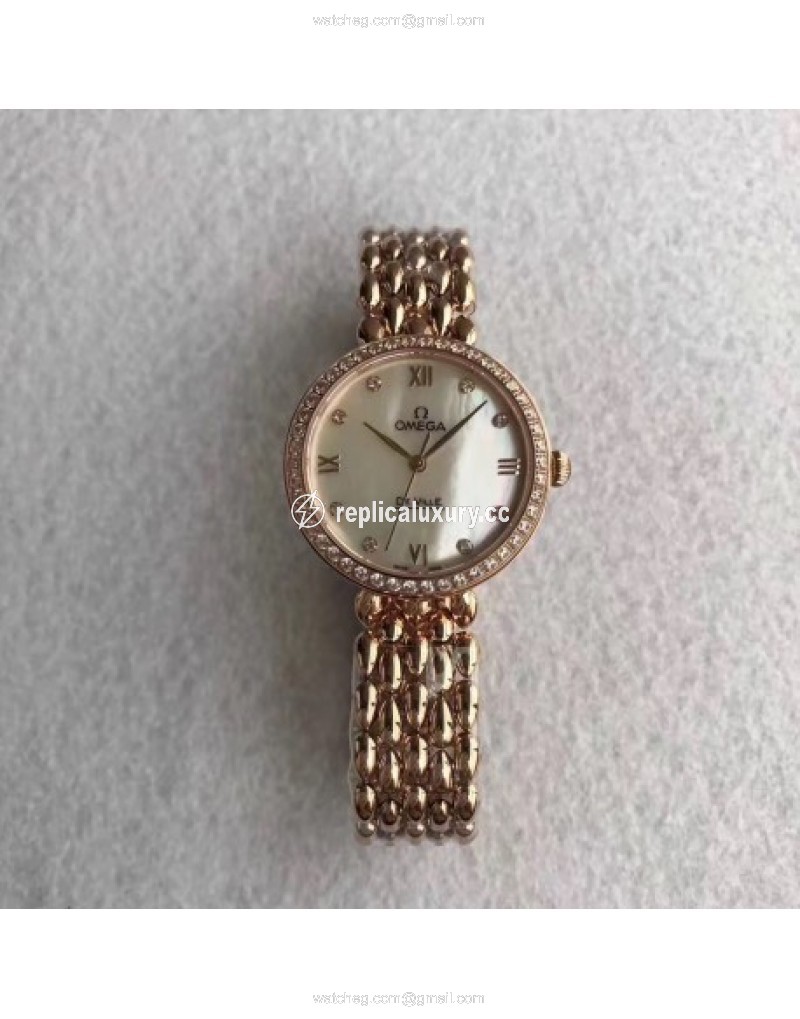 Omega De Ville Dewdrop 424.55.27.60.55.004 XF Rose Gold & Diamonds Mother Of Pearl 