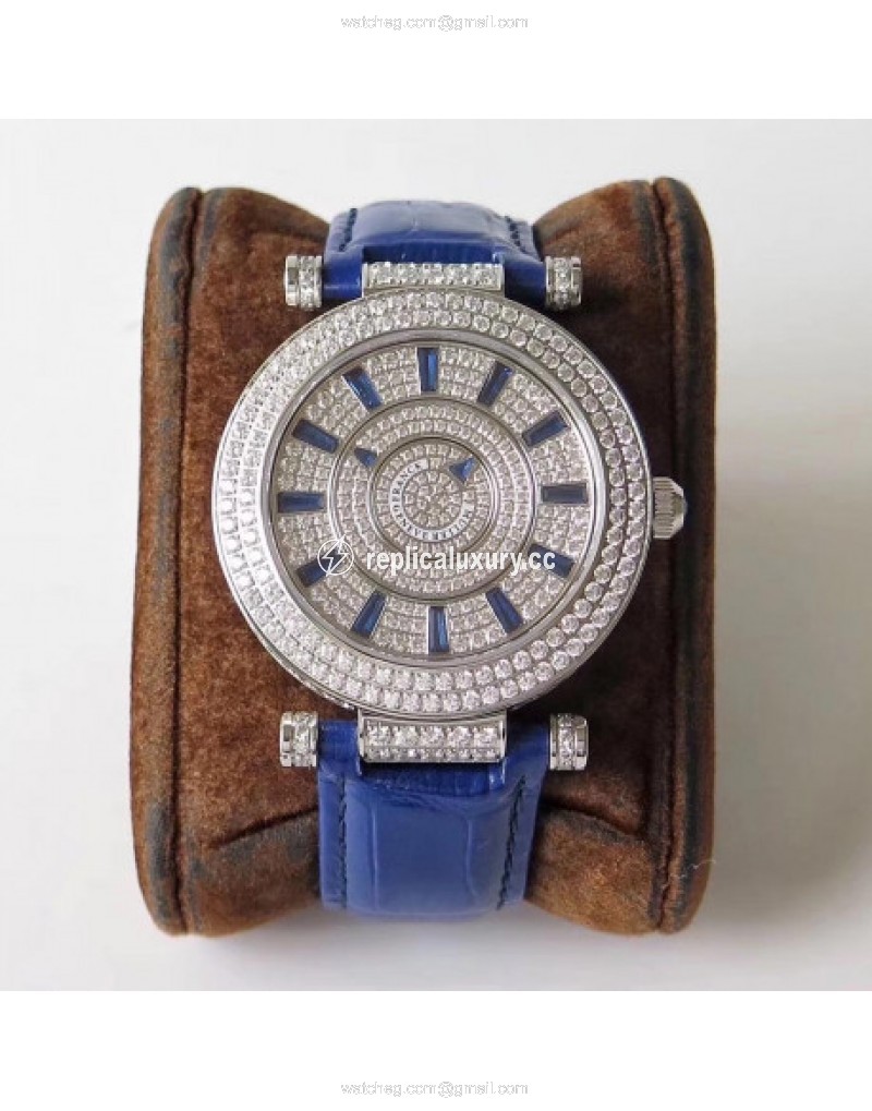Franck Muller Round Double Mystery Baguette Cut Diamond 42 DM D 2R CD GS Stainless Steel & Diamonds Diamond 