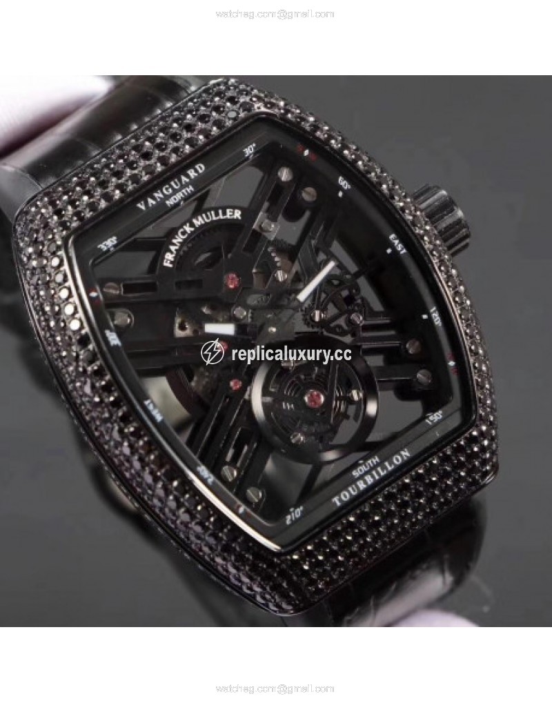 Franck Muller Vanguard Skeleton V 45 T SQT Noob Ceramic & Diamonds Skeleton 