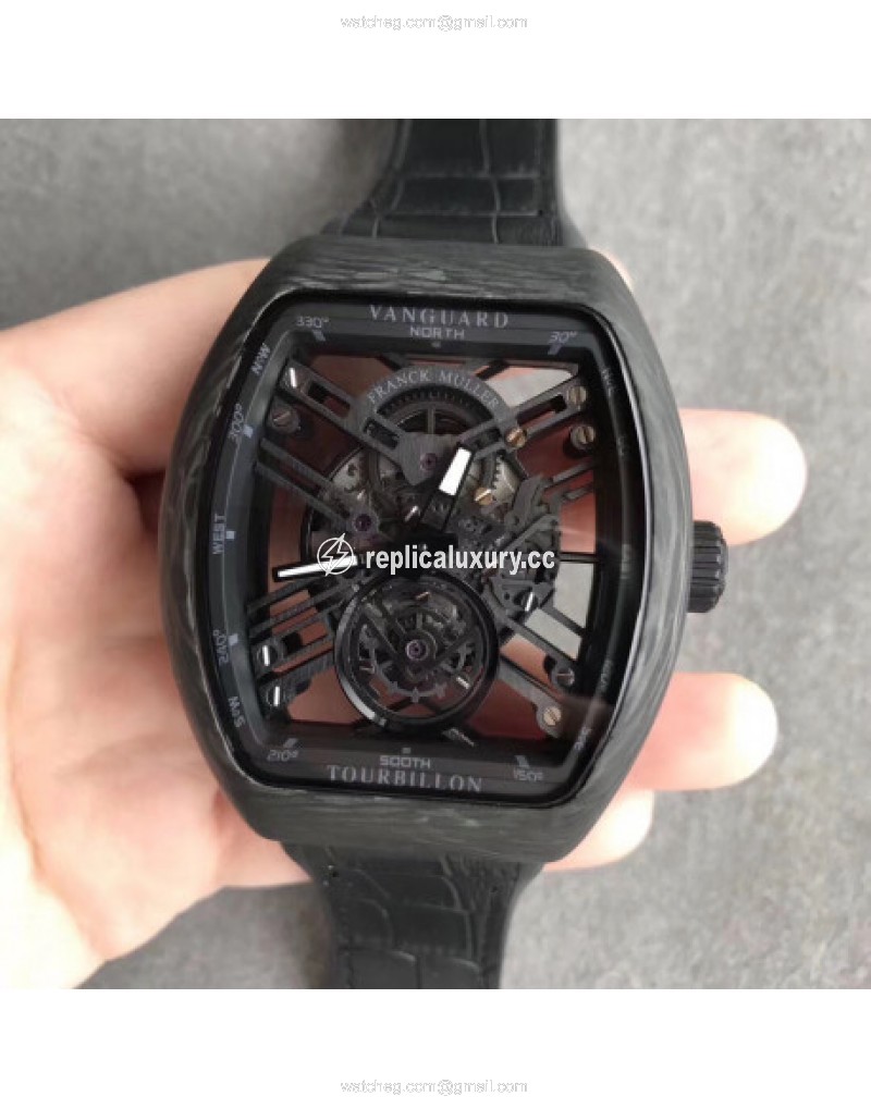 Franck Muller Vanguard Skeleton V 45 S6 SQT CARBONE NR Noob Carbon Fiber Skeleton 