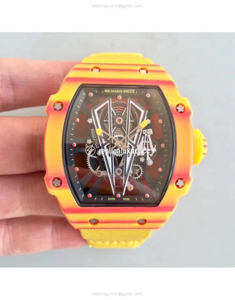 Richard Mille RM27-03 Rafael Nadal RM Yellow & Red Forged Carbon Black Skeleton 