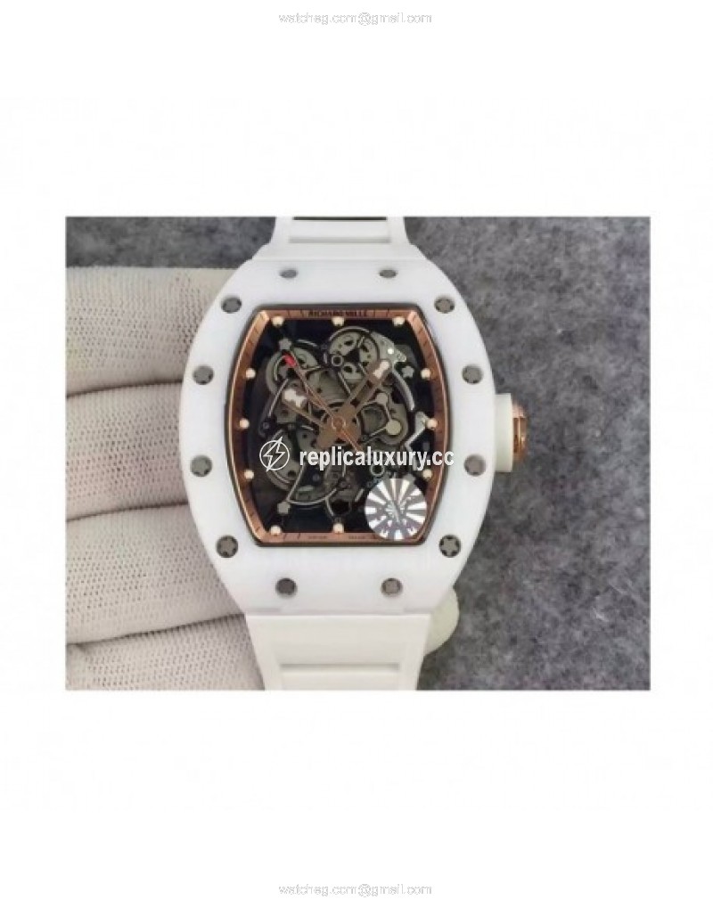 Richard Mille RM55 White Ceramic Rose Gold Skeleton 
