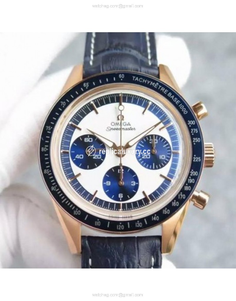 Omega Speedmaster Moonwatch Limited Edition Rose Gold White & Blue 