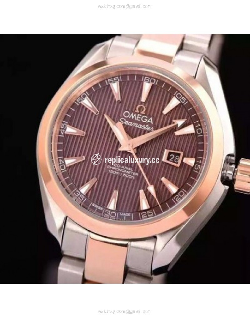 Omega Aqua Terra Lady 34MM Rose Gold & Stainless Steel Brown 