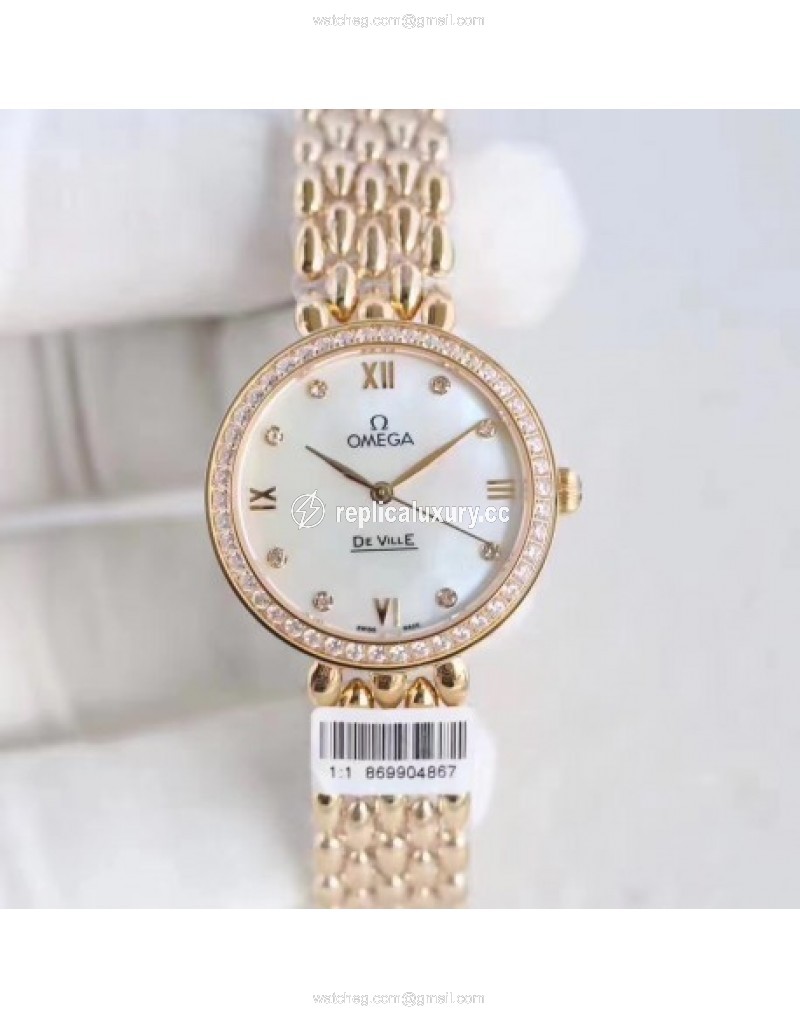 Omega De Ville Dewdrop 424.55.27.60.55.006 XF Yellow Gold & Diamonds Mother Of Pearl 