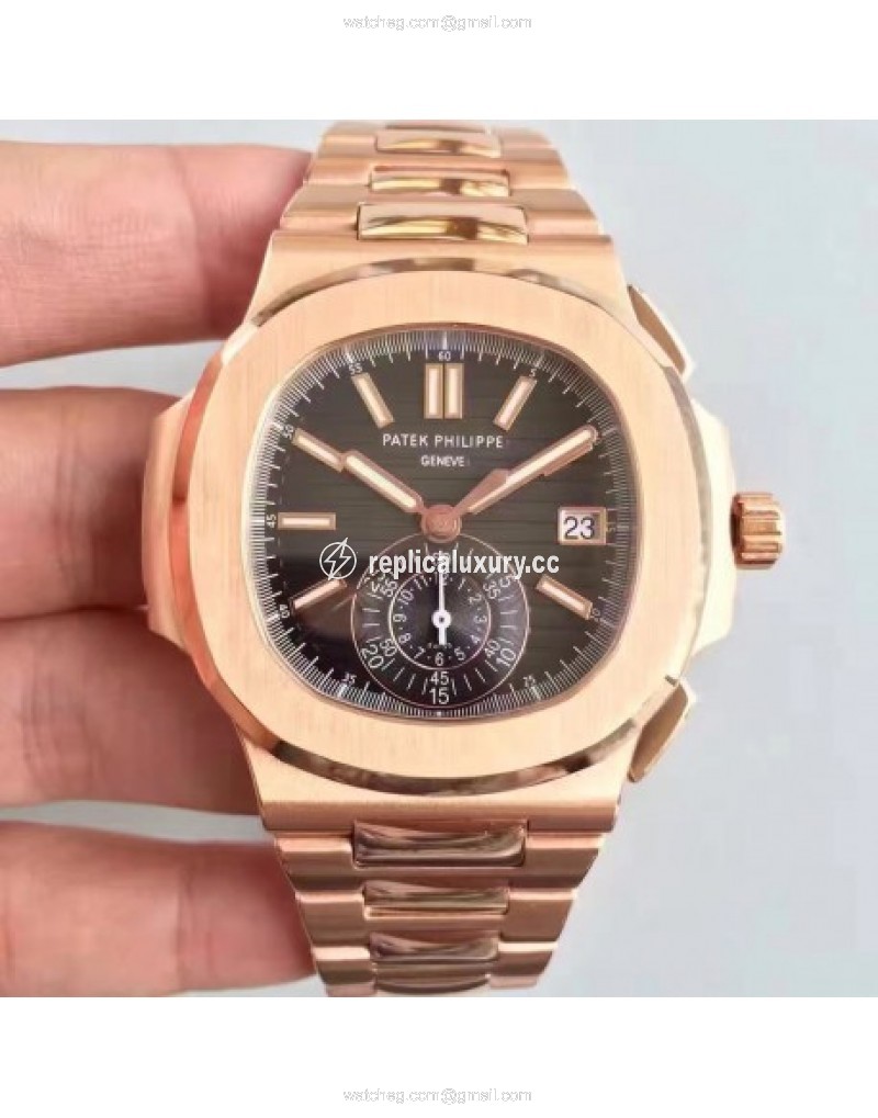 Patek Philippe Nautilus Chronograph 5980R JF Rose Gold Black 