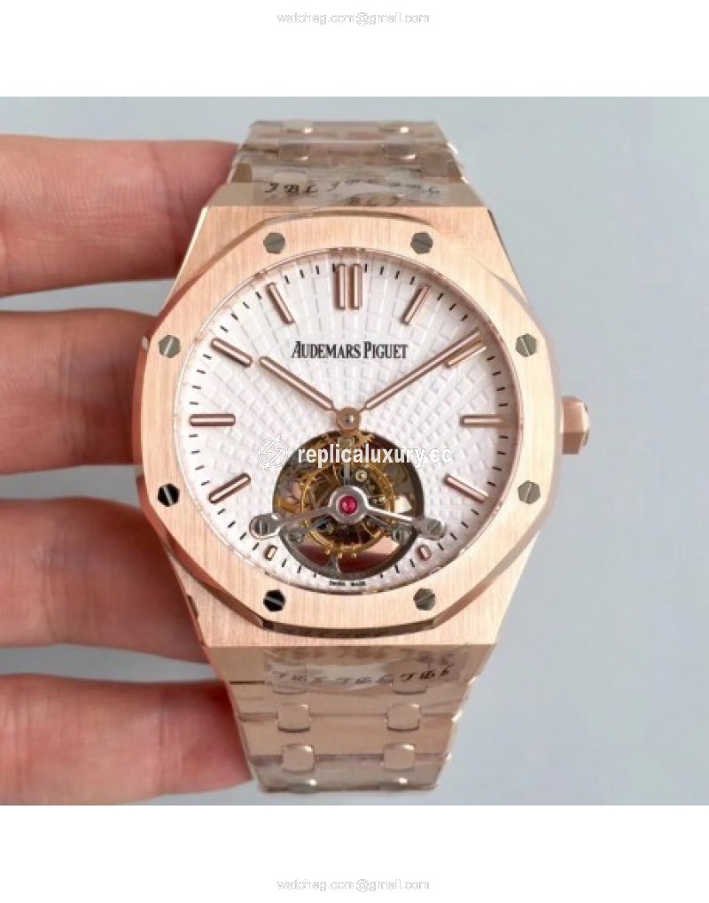 Audemars Piguet Royal Oak Tourbillon Extra Thin 26522 R8 Rose Gold White 