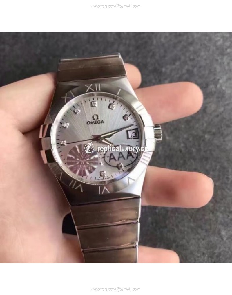 Omega Constellation 123.10.38.21.52.001 38MM V6 Stainless Steel Silver & Diamonds 