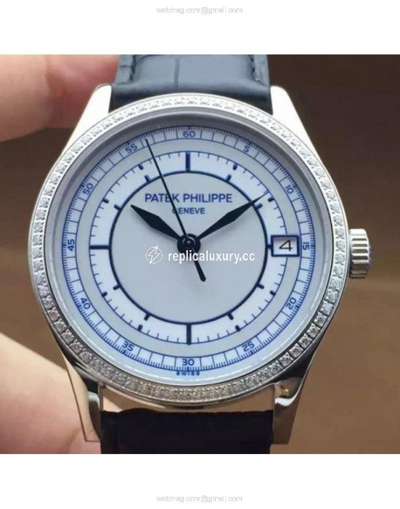 Patek Philippe Calatrava 5296 Stainless Steel Diamonds Bezel Swiss 324SC