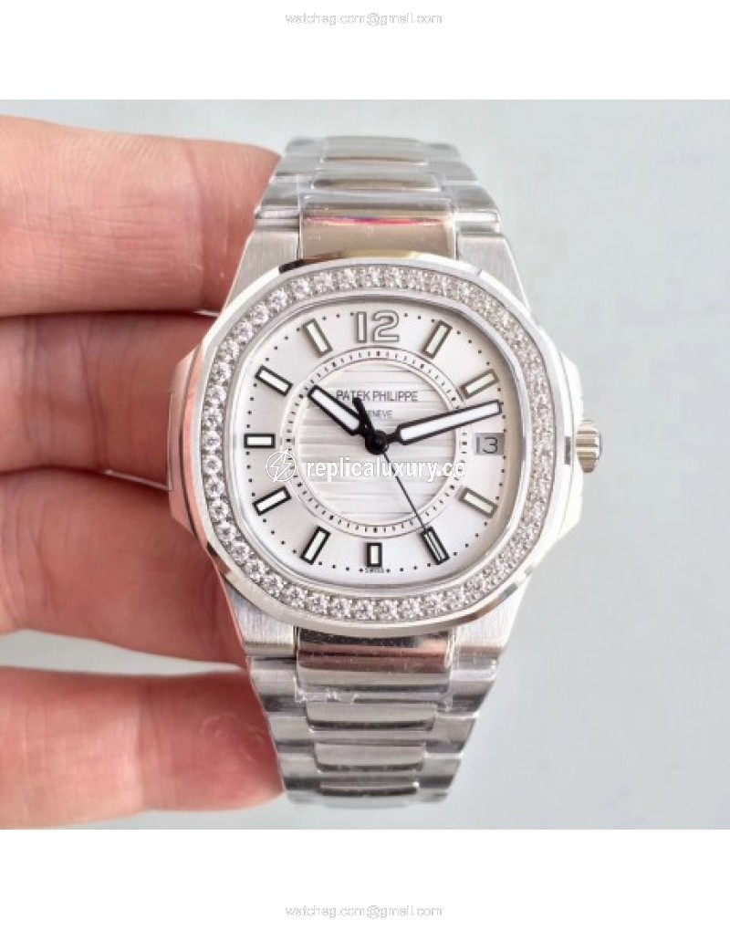 Patek Philippe Nautilus Ladies 7010/1G-001 JJ Stainless Steel & Diamonds Silver 