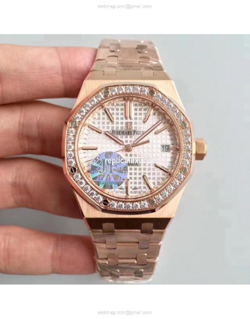 Audemars Piguet Royal Oak 15450 JF Rose Gold & Diamonds Silver 