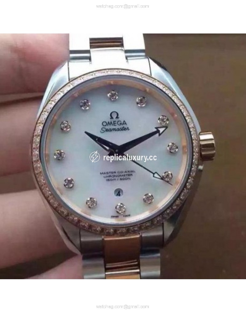 Omega Aqua Terra 150M Lady 34MM Rose Gold & Stainless Steel Pearl 
