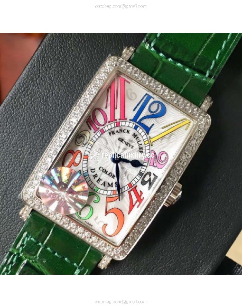 Franck Muller Ladies Long Island Color Dreams 1200 CH COL DRM D GF Stainless Steel & Diamonds Silver 