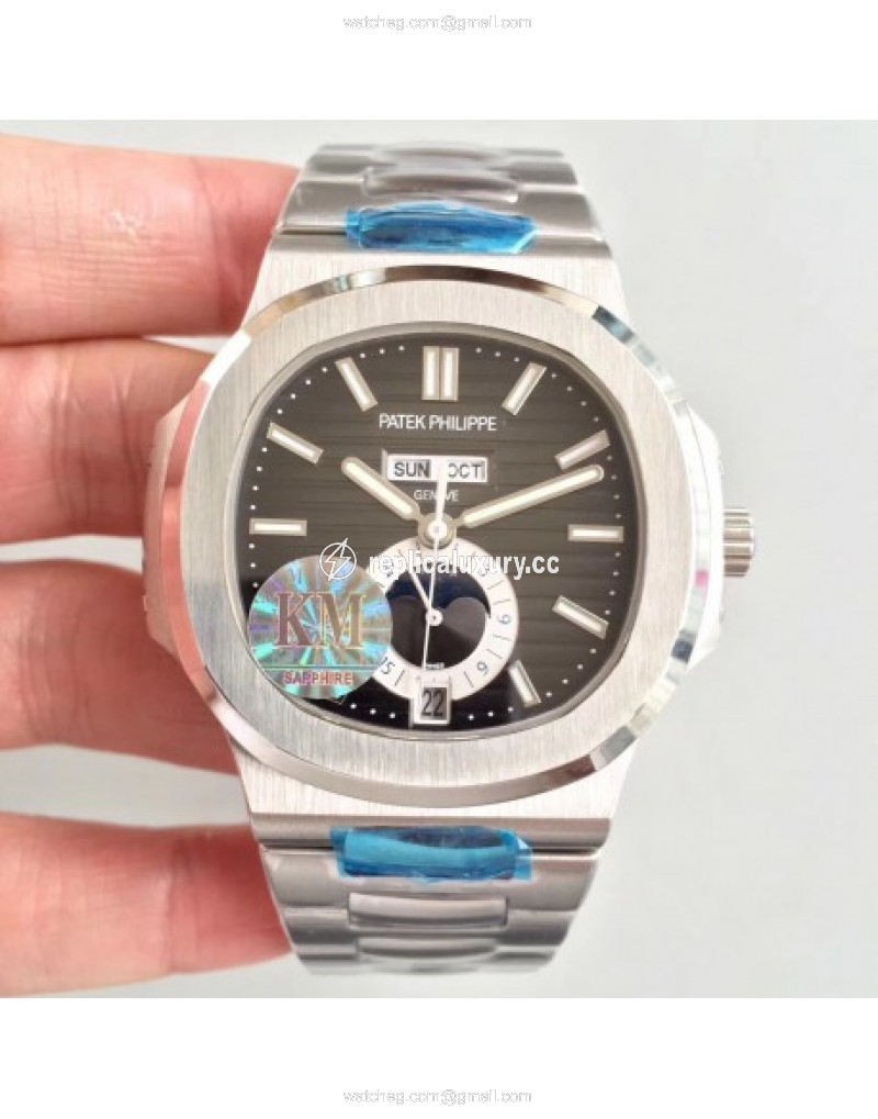 Patek Philippe Nautilus Annual Calendar Moonphase 5726/1A-001 KM V2 Stainless Steel Brown 