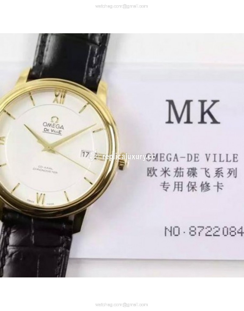 Omega De Ville 39MM Yellow Gold White 