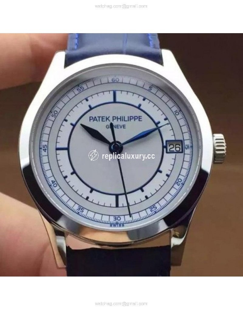 Patek Philippe Calatrava 5296 Stainless Steel White & Blue 