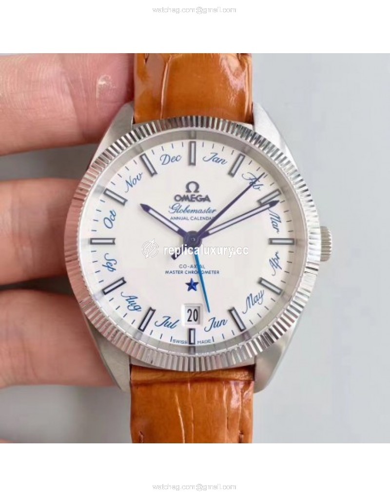 Omega Globemaster Annual Calendar 130.33.41.22.02.001 OM Stainless Steel White 