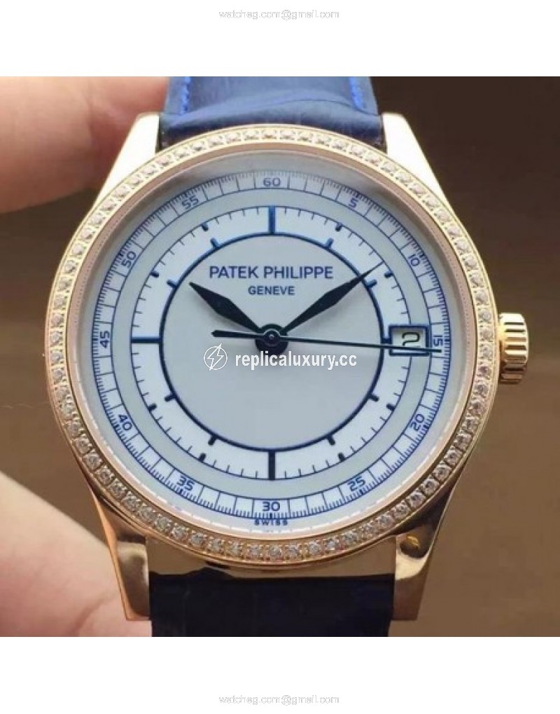 Patek Philippe Calatrava 5296 Rose Gold Diamonds Bezel Swiss 324SC
