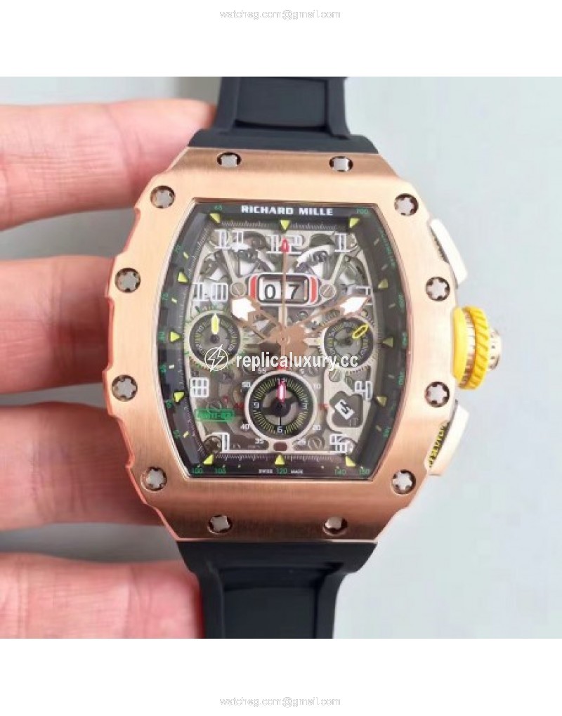 Richard Mille RM011-03 KV V2 Rose Gold Black Skeleton 