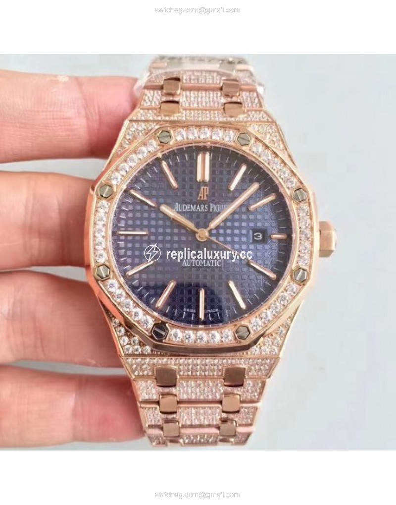 Audemars Piguet Royal Oak 15400 Noob Rose Gold & Diamond Blue 