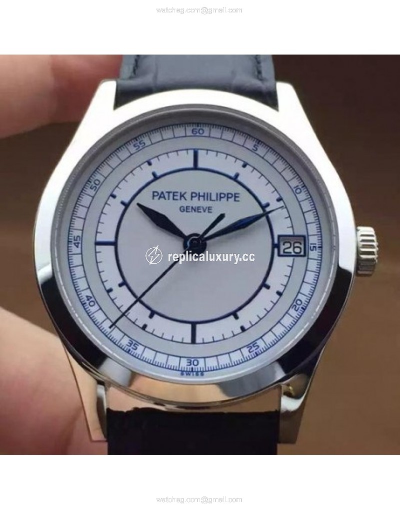 Patek Philippe Calatrava 5296 Stainless Steel White & Blue 